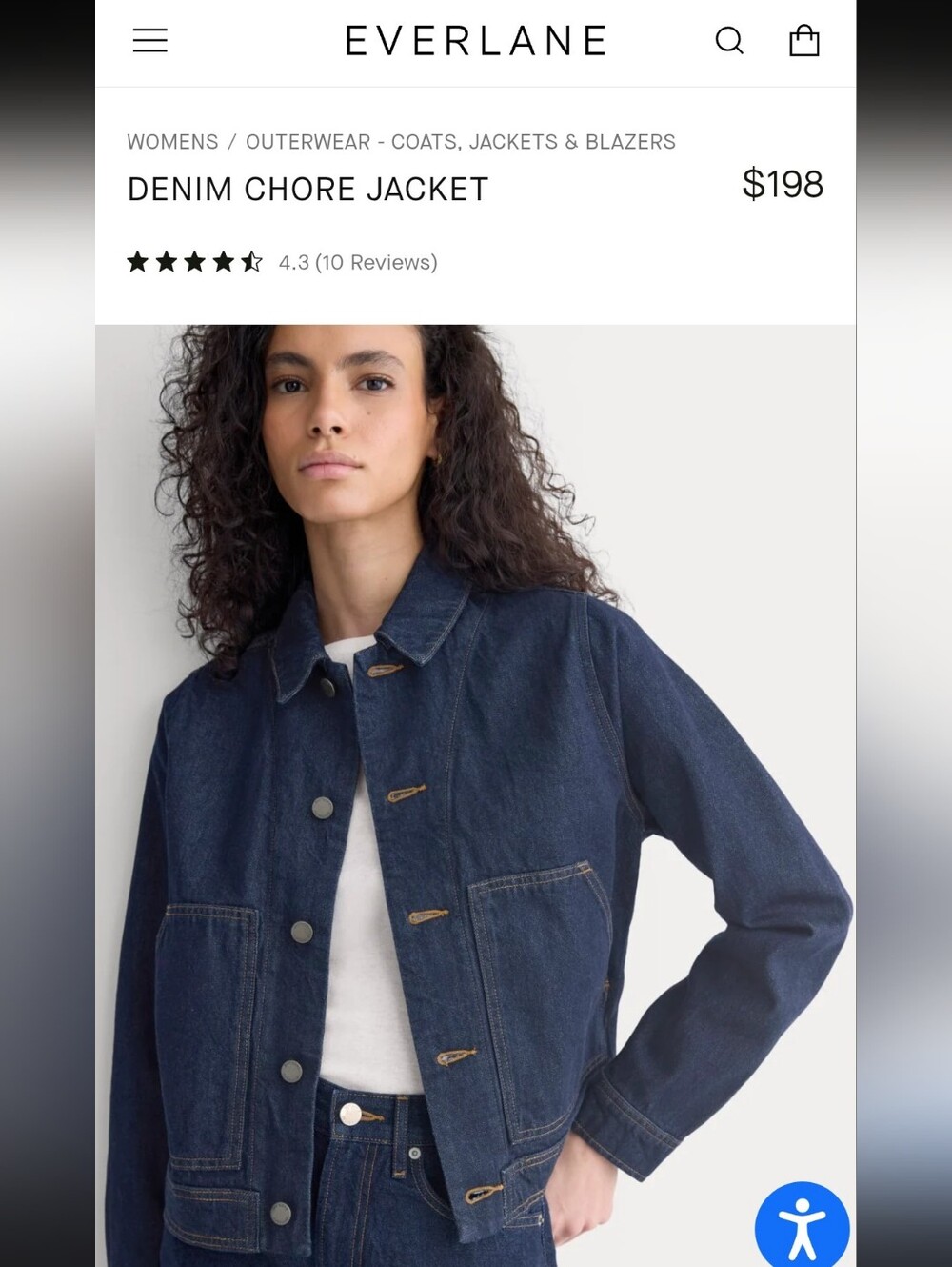 Everlane Denim "Chore Jacket" In Bone, XS - Picture 15 of 15